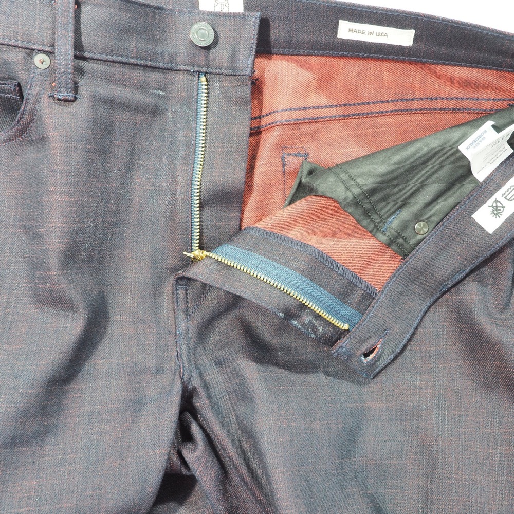 Slim Men's Jeans in Dark Charcoal with Red Selvedge Detail - Picture 6 of 16